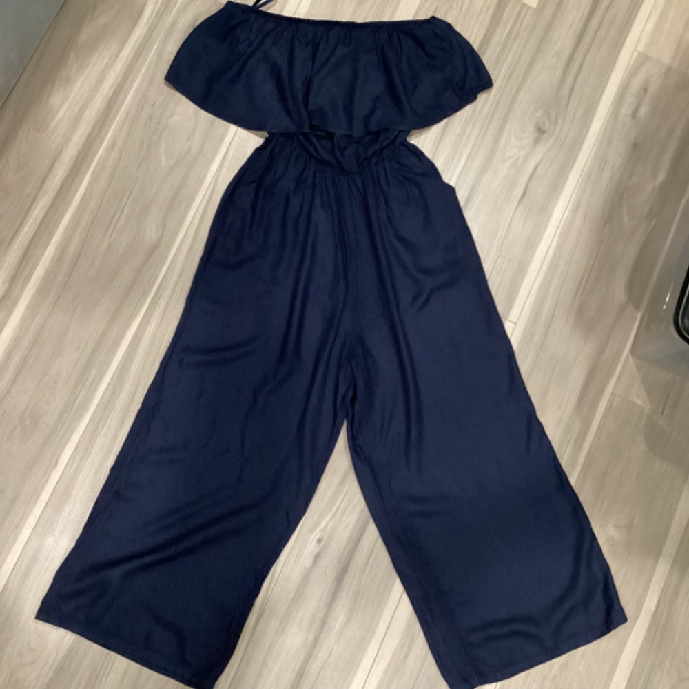 Hollister off the shoulder navy romper
